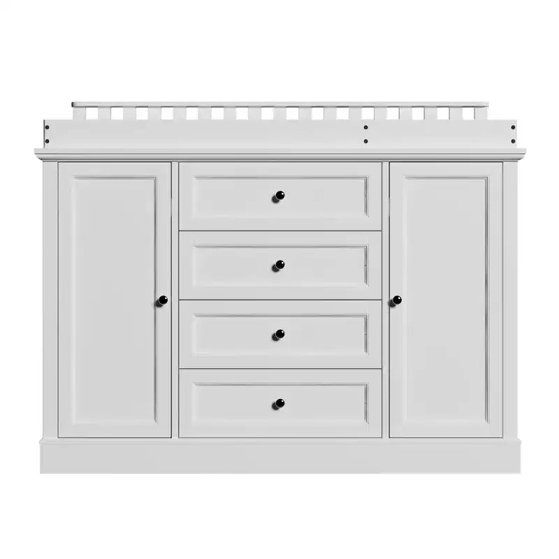 Commode à langer blanche, Organisateur de chambre de bébé spacieux avec tiroirs et placards pour couches, vêtements et jouets