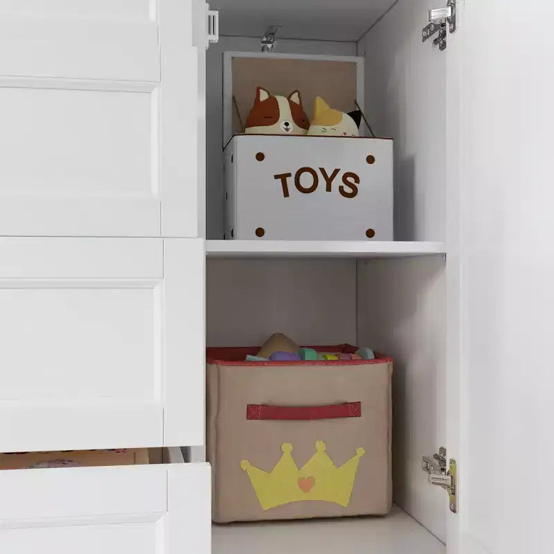 Commode à langer blanche, Organisateur de chambre de bébé spacieux avec tiroirs et placards pour couches, vêtements et jouets
