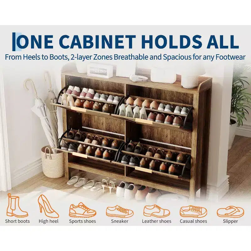 Meuble à chaussures en rotin 4 tiroirs style bohème chic, commode étroite pour entrée