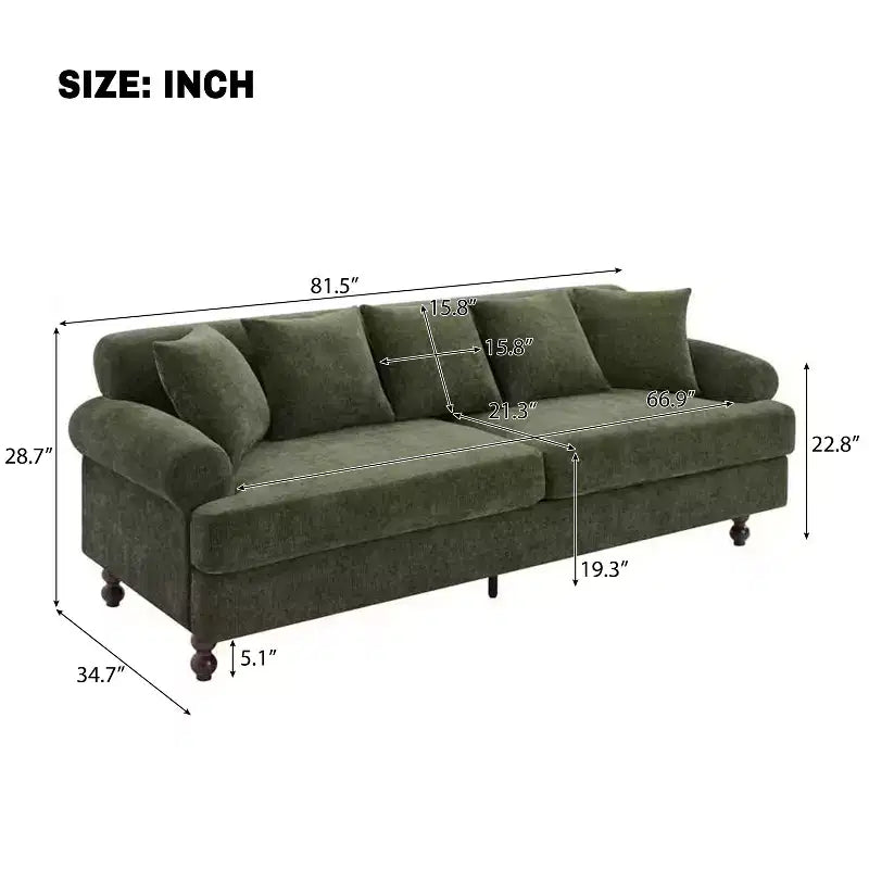 Christopher Knight Home Hassan Modern 81.5 3-Seater Wooden Chenille Upholstered Sofa with Throw Pillows