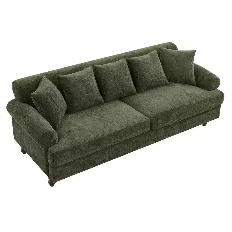 Christopher Knight Home Hassan Modern 81.5 3-Seater Wooden Chenille Upholstered Sofa with Throw Pillows