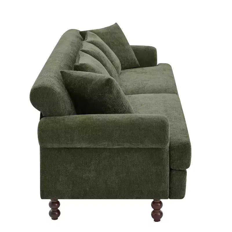 Christopher Knight Home Hassan Modern 81.5 3-Seater Wooden Chenille Upholstered Sofa with Throw Pillows
