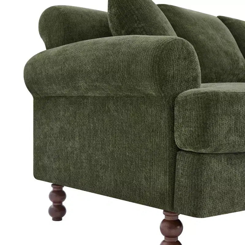 Christopher Knight Home Hassan Modern 81.5 3-Seater Wooden Chenille Upholstered Sofa with Throw Pillows