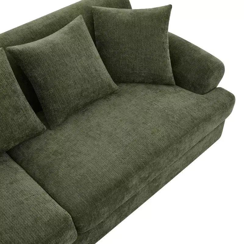 Christopher Knight Home Hassan Modern 81.5 3-Seater Wooden Chenille Upholstered Sofa with Throw Pillows