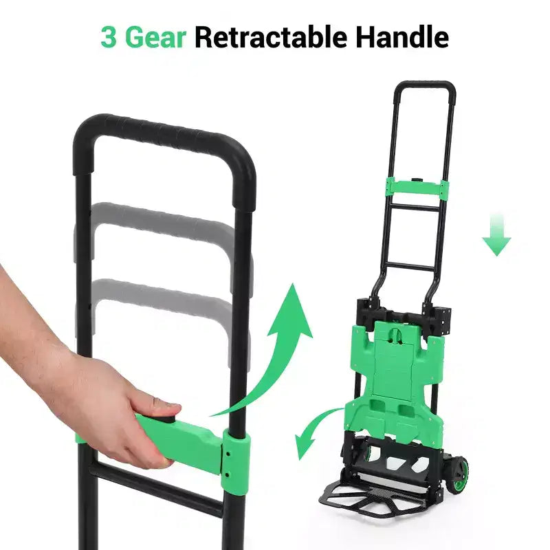 2-In-1 Folding Hand Truck Dolly with Folding Basket, Collapsible Hand Truck Dolly