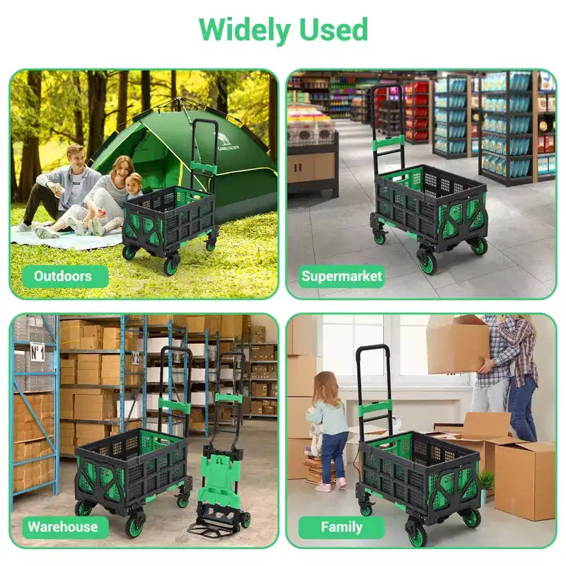 2-In-1 Folding Hand Truck Dolly with Folding Basket, Collapsible Hand Truck Dolly