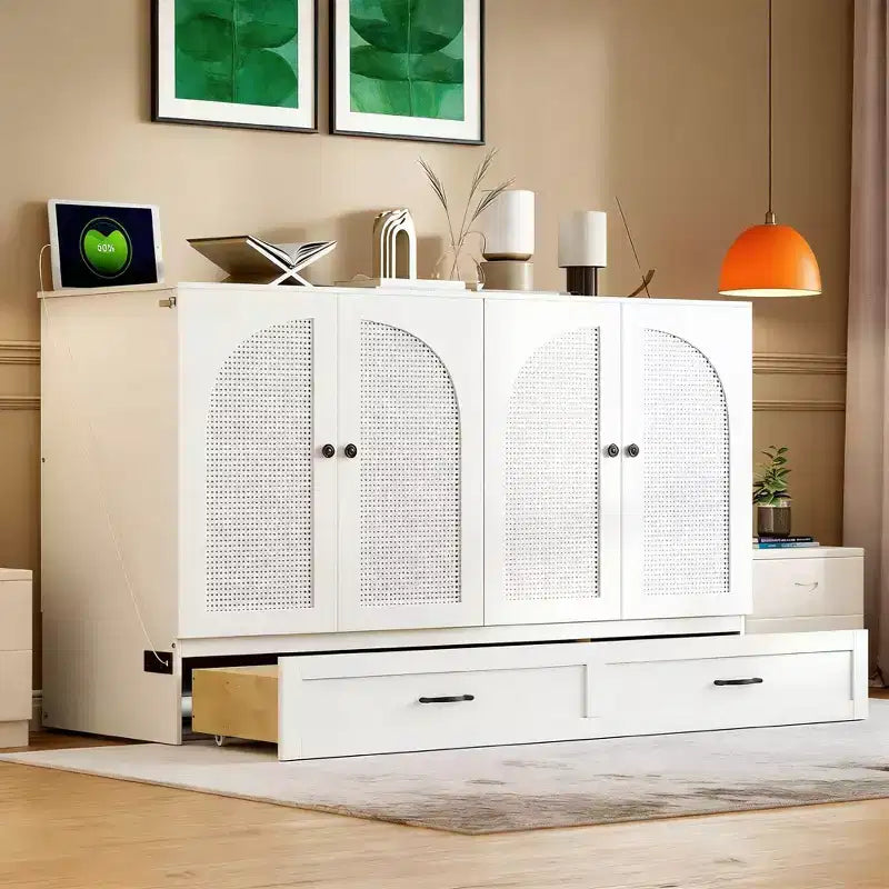 Lit en rotin moderne avec grand tiroir pour salon et chambre d'amis