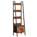 Homy Casa 5 Tier Ladder Bookshelf with Drawer, Rustic Brown