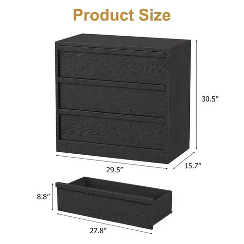 Table de chevet haute à 3 tiroirs – Table d'appoint et table de chevet moderne avec grand espace de rangement et kit anti-basculement pour chambre et salon