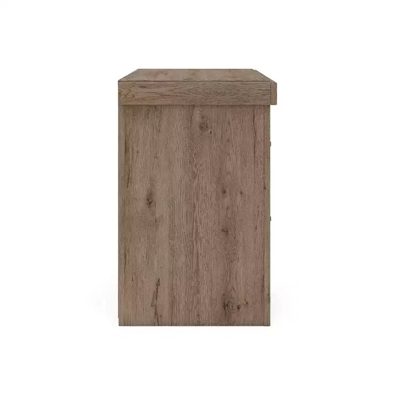 Table de Chevet à Deux Tiroirs, Style Bois Rustique Marron Clair avec Port de Charge USB