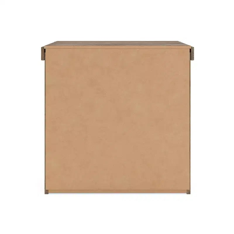 Table de Chevet à Deux Tiroirs, Style Bois Rustique Marron Clair avec Port de Charge USB