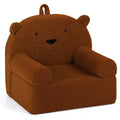 Costway Kids Bear Sofa Toddler Foam Couch with Soft Fleece Fabric Cover Brown/Gray/Navy/Pink