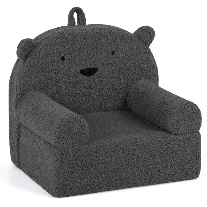 Canapé Ours pour Enfants, Fauteuil en Mousse pour Tout-Petits avec Housse en Tissu Polaire Doux Marron/Gris/Bleu Marine/Rose