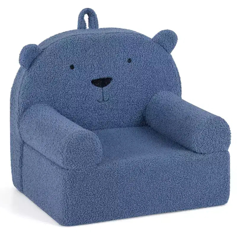 Canapé Ours pour Enfants, Fauteuil en Mousse pour Tout-Petits avec Housse en Tissu Polaire Doux Marron/Gris/Bleu Marine/Rose