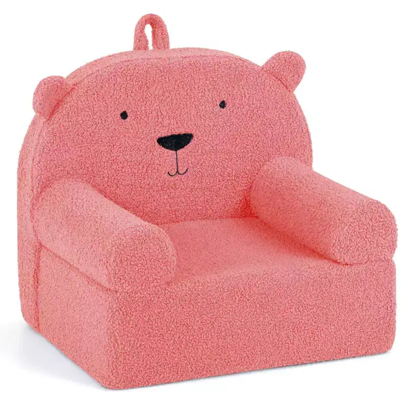 Canapé Ours pour Enfants, Fauteuil en Mousse pour Tout-Petits avec Housse en Tissu Polaire Doux Marron/Gris/Bleu Marine/Rose