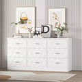 9-Drawer Dresser, Long Dresser for Bedroom, Large Modern Storage, Wood Drawer Organizer with Metal Handles, for Bedroom, Living Room