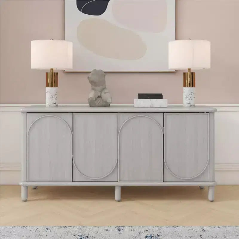 GDFStudio Abigail Rustic Wood Sideboard Cabinet with Adjustable Shelves