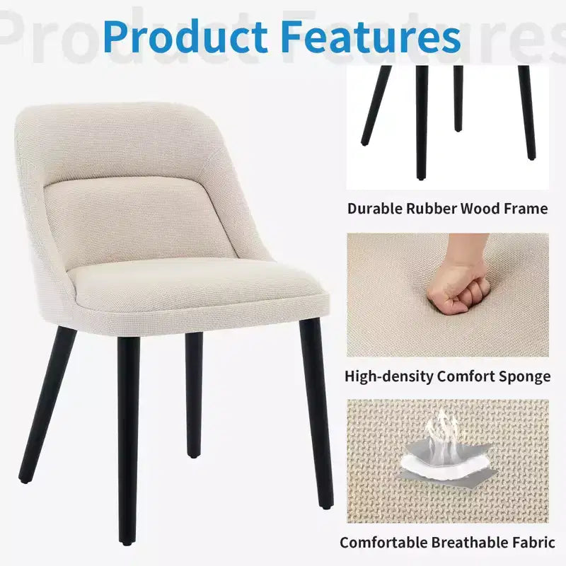 Dining Chairs Set of 6/4, Side Chairs with High-Back Linen Fabric, Padded Seat, turdy Wood Legs for Kitchen, Dining Room, Caf, Farmhouse, Beige