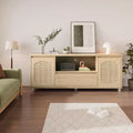 Wooden TV Console with 1 Drawer & 2 Closed Cabinets, Ample Hidden Storage to Organize Media Devices and Living Room Essentials