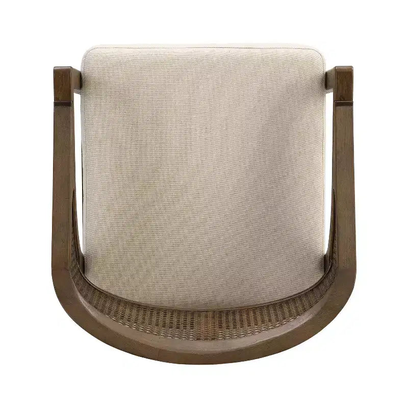 ModernLuxe Rubberwood Counter Height Bar Stools, Accent Armchairs with Rattan Backrest - Set of 2