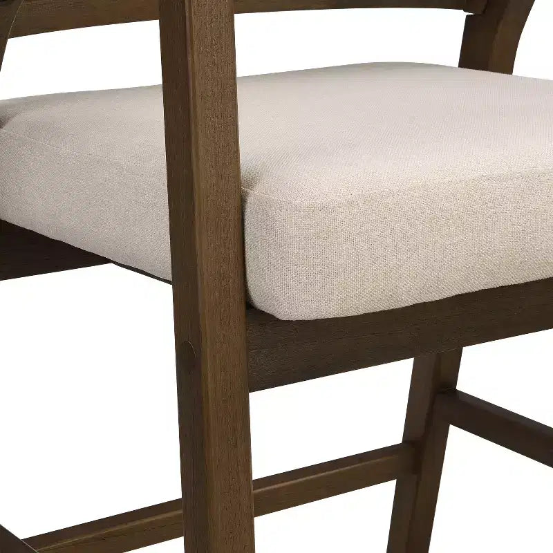 ModernLuxe Rubberwood Counter Height Bar Stools, Accent Armchairs with Rattan Backrest - Set of 2