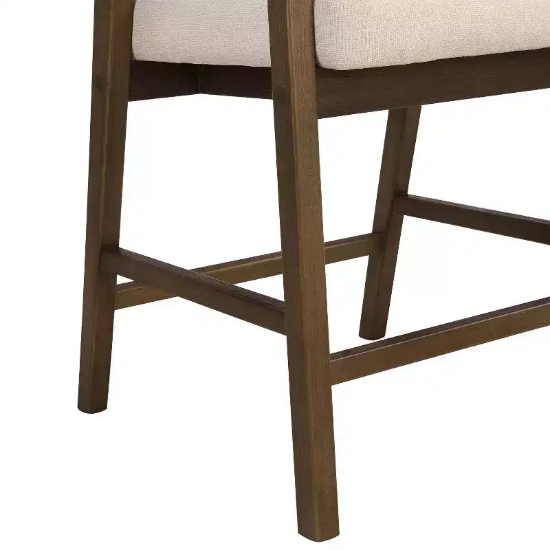 ModernLuxe Rubberwood Counter Height Bar Stools, Accent Armchairs with Rattan Backrest - Set of 2