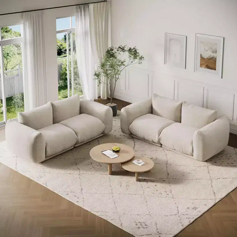 2 Pack Modern Chenille Modular Cloud Sofa Set, Deep Seat Boneless Sectional Couch, 2-Seater Loveseat, U-Shape, For Living Room or Small Spaces