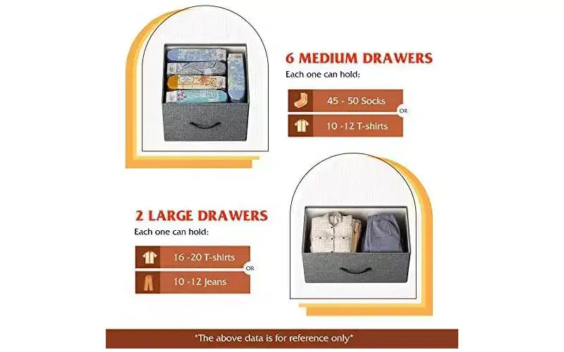 DEXYLLO 8 Drawer Dresser for Bedroom, Fabric Dresser with Large Storage Drawer Unit for Entryway, Chest of Drawers for Living Room