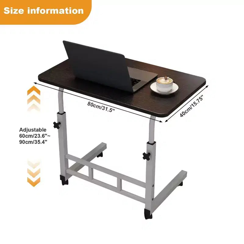 Adjustable Height Mobile Computer Desk with Wheels for Small Spaces, Rolling Standing Work Table for Home Office, Study and Bedroom
