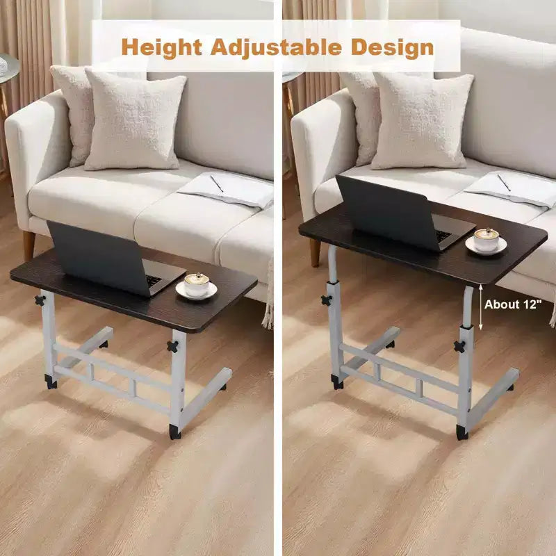 Adjustable Height Mobile Computer Desk with Wheels for Small Spaces, Rolling Standing Work Table for Home Office, Study and Bedroom