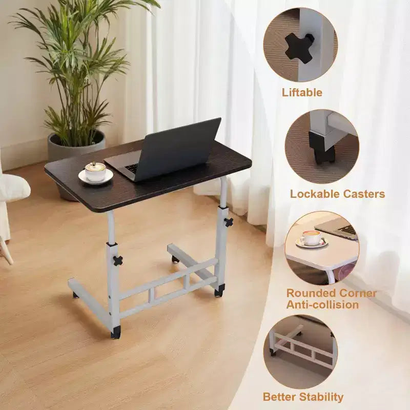 Adjustable Height Mobile Computer Desk with Wheels for Small Spaces, Rolling Standing Work Table for Home Office, Study and Bedroom