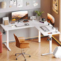 Bestier 63 L-Shaped Standing Desk with Hooks, Height Adjustable Simple Gaming Desk with Charging Station & Power Outlet for Home Office & Bedroom