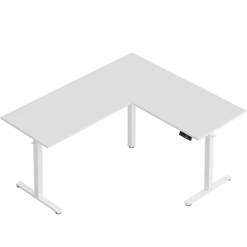 Bestier 63 L-Shaped Standing Desk with Hooks, Height Adjustable Simple Gaming Desk with Charging Station & Power Outlet for Home Office & Bedroom