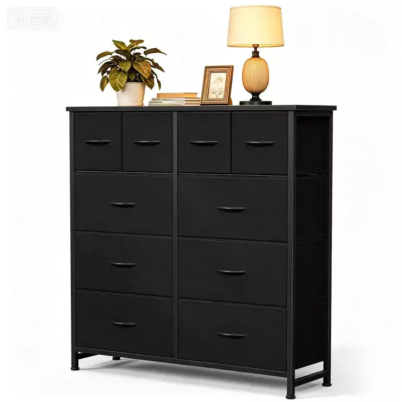 JIONJOY 10-Drawer Storage Cabinet - Easy Assembly Organizer for Bedroom, with Qnti-Toppling Design and Adjustable Feet,Black
