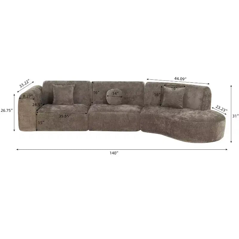 Christopher Knight Home Isolde 140 Modern 4-Seater Upholstered Curved Sectional Sofa