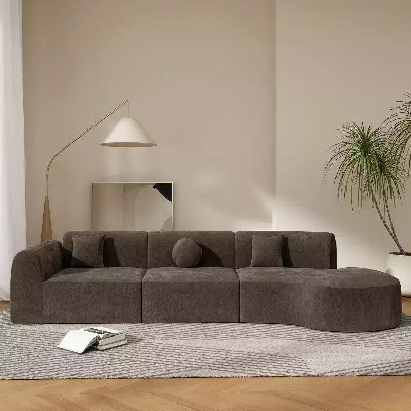 Christopher Knight Home Isolde 140 Modern 4-Seater Upholstered Curved Sectional Sofa