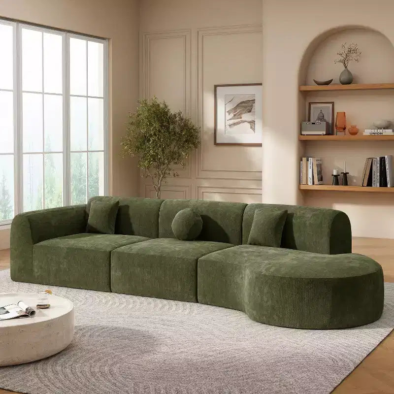 Christopher Knight Home Isolde 140 Modern 4-Seater Upholstered Curved Sectional Sofa