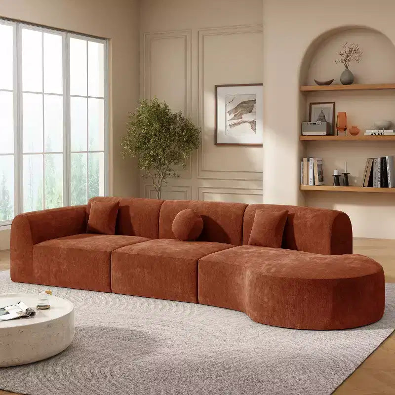 Christopher Knight Home Isolde 140 Modern 4-Seater Upholstered Curved Sectional Sofa