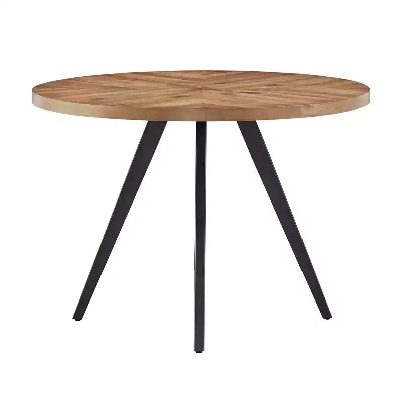 Jolana 45 Round Oak Top Black Finish Dining Table and Linen Upholstered Dining Chairs Set - iNSPIRE Q