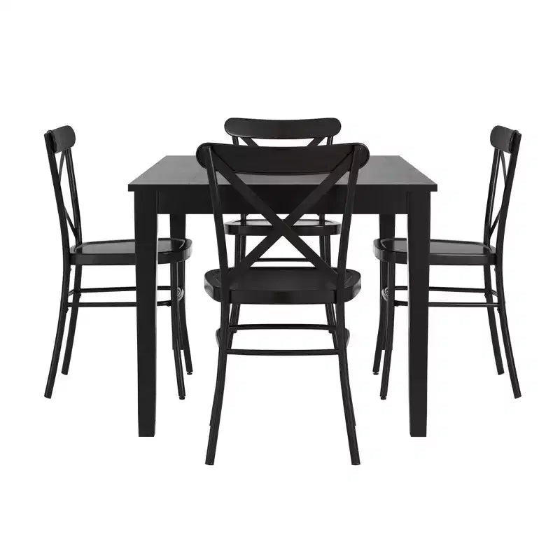 Salido Black Finish Dining Set - 5-Piece - iNSPIRE Q