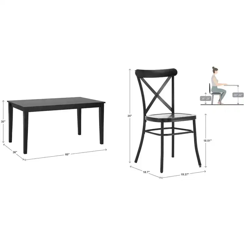 Salido Black Finish Dining Set - 5-Piece - iNSPIRE Q