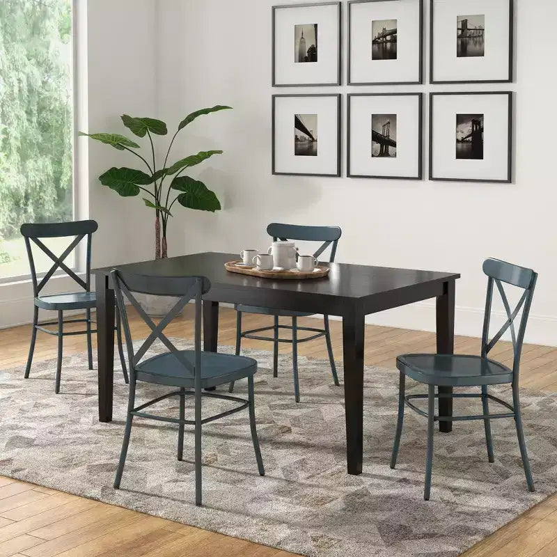 Salido Black Finish Dining Set - 5-Piece - iNSPIRE Q