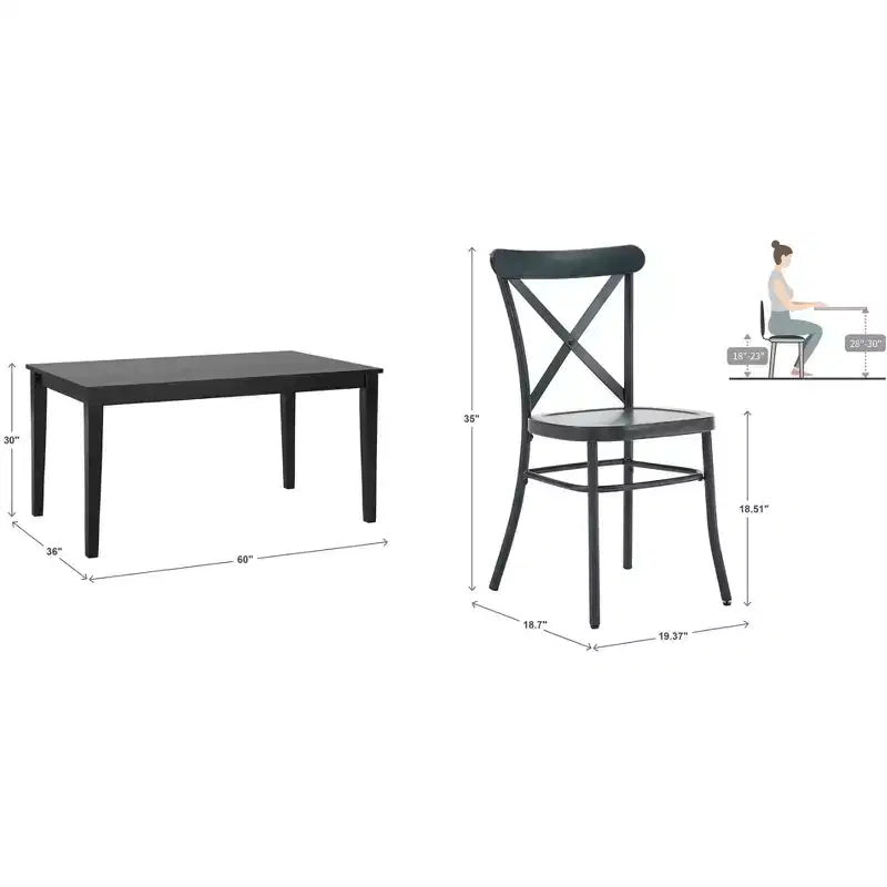 Salido Black Finish Dining Set - 5-Piece - iNSPIRE Q