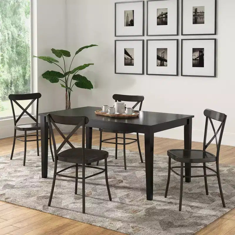 Salido Black Finish Dining Set - 5-Piece - iNSPIRE Q