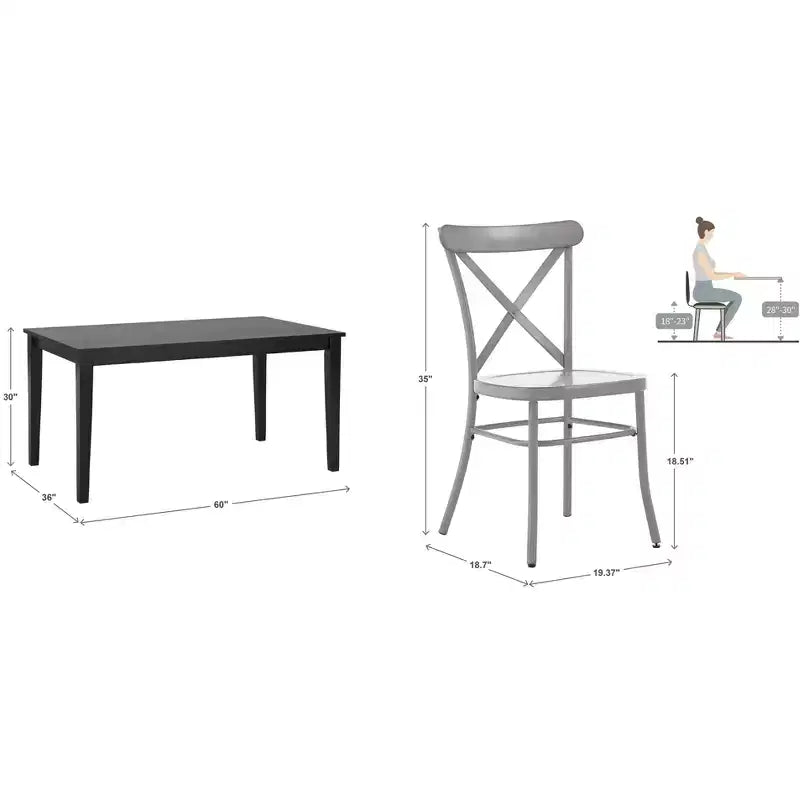 Salido Black Finish Dining Set - 5-Piece - iNSPIRE Q
