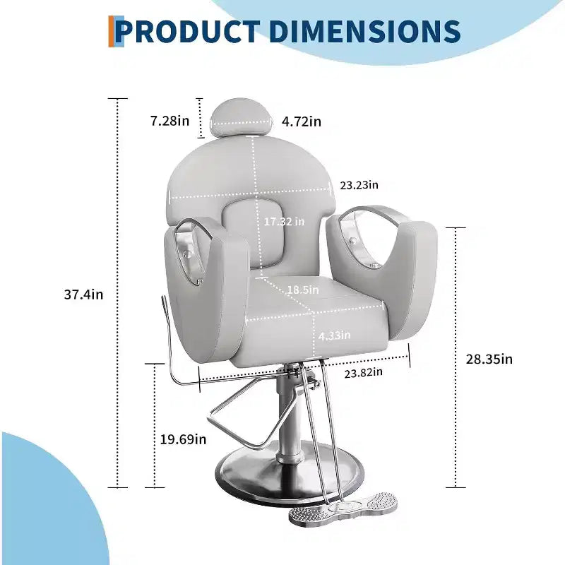 Acekool Reclining Salon Chair Hydraulic Barber Chair 360 Swivel Height Adjustable with Footrest