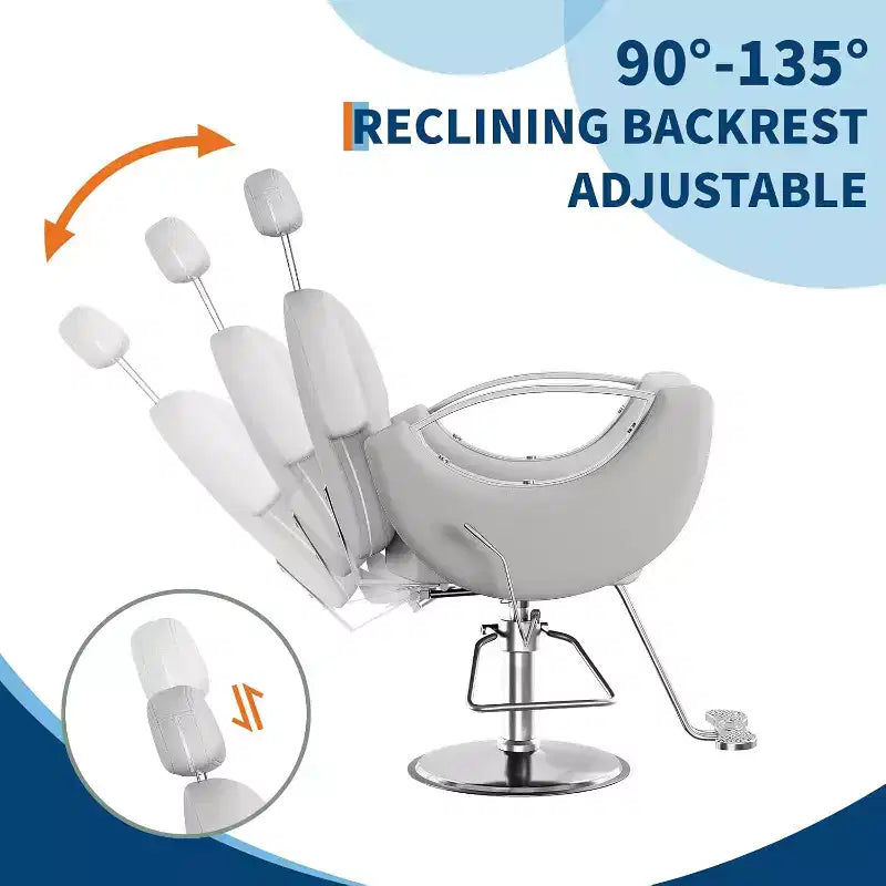 Acekool Reclining Salon Chair Hydraulic Barber Chair 360 Swivel Height Adjustable with Footrest