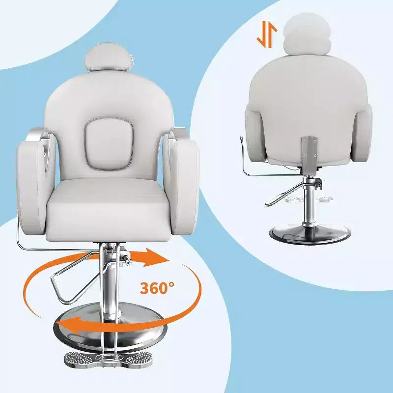 Acekool Reclining Salon Chair Hydraulic Barber Chair 360 Swivel Height Adjustable with Footrest