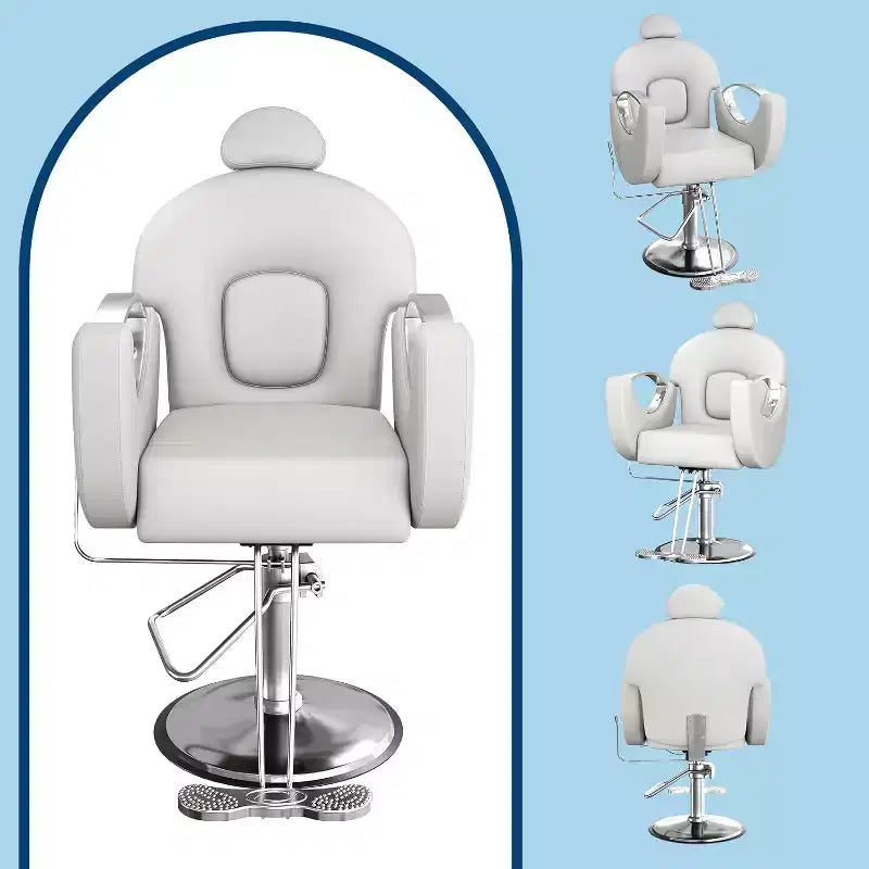 Acekool Reclining Salon Chair Hydraulic Barber Chair 360 Swivel Height Adjustable with Footrest