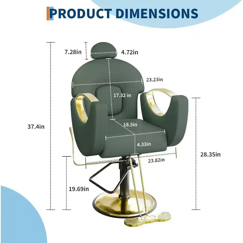Acekool Reclining Salon Chair Hydraulic Barber Chair 360 Swivel Height Adjustable with Footrest